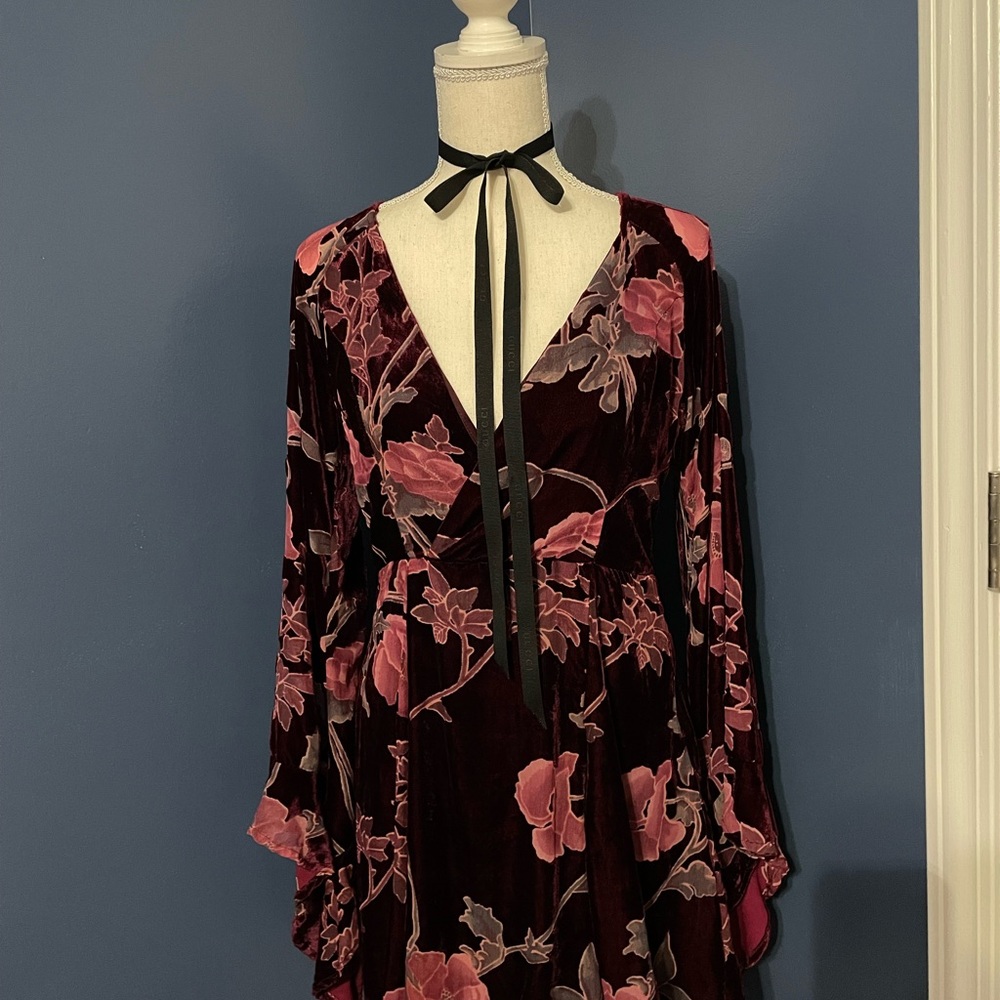 Shyanne velvet bell sleeve dress